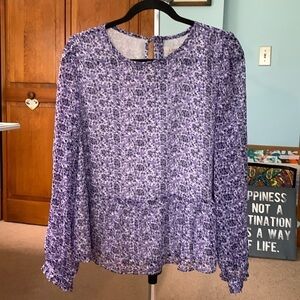 Gorgeous Loft Lined Peasant Blouse Size Large NWT